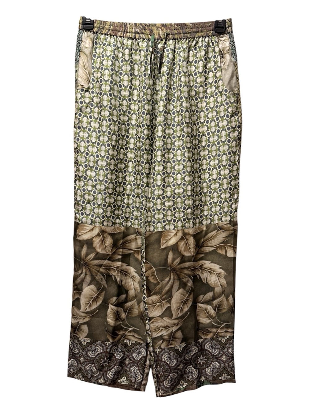 Silk Patchwork Ankle Pants Botanical Boho Pierre-Louis Mascia L - Picture 2 of 8